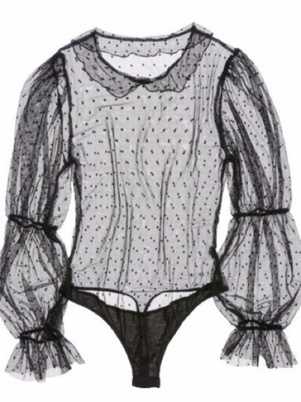 $86 Only Hearts Women's Black Long Sleeve Ruffle Trim Bodysuit Size S